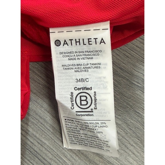 Athleta Marina Women's Tankini Swim Top Red 34 B/C - Picture 7 of 8